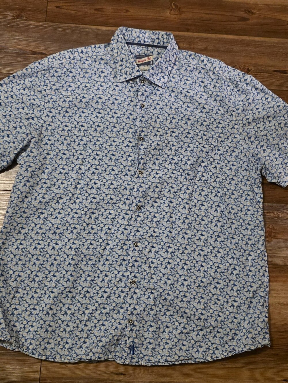 johnnie-O Hangin' Out Blue Daisy Floral Button Down Shirt Men's 2XL Cotton Blend